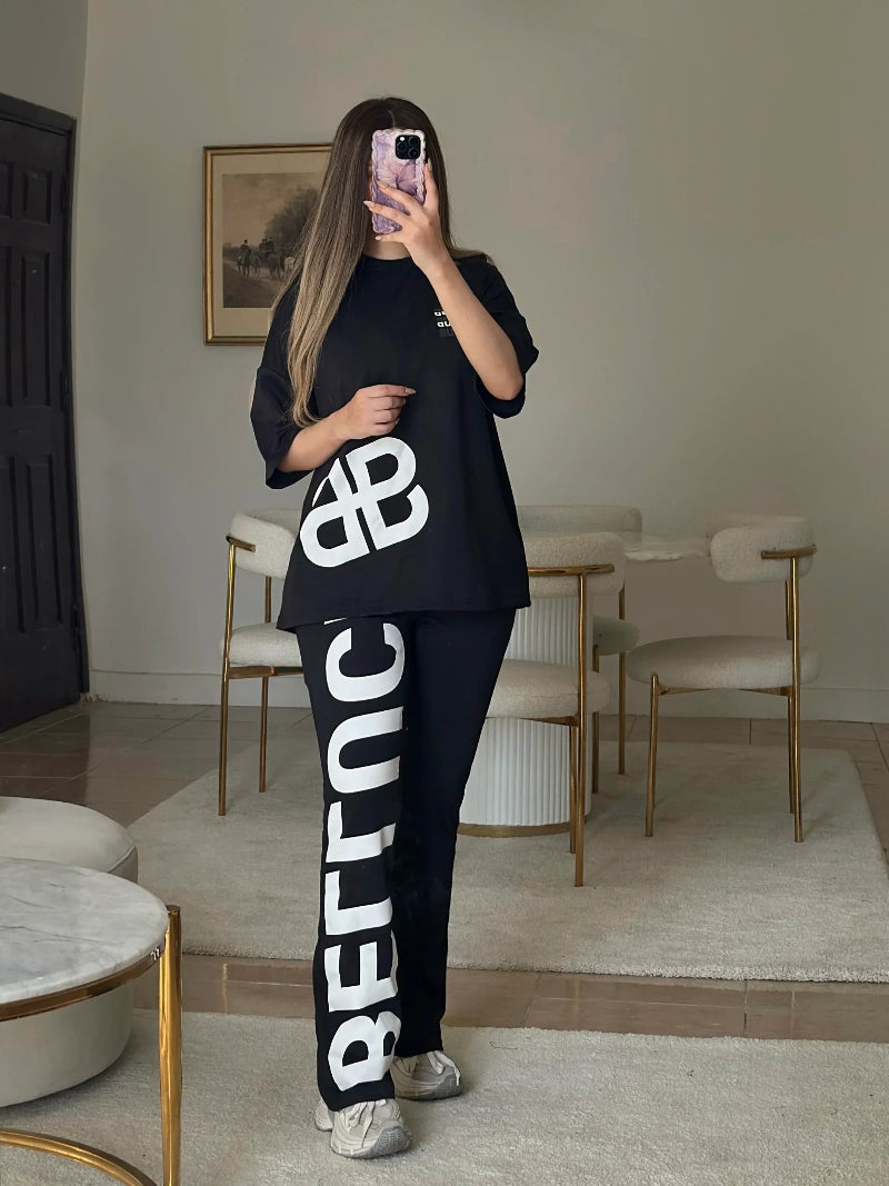 سوت Bellucci قطعتين ( تيشيرت + بنطلون ) S15 - Princess Store l برنسيس ستور