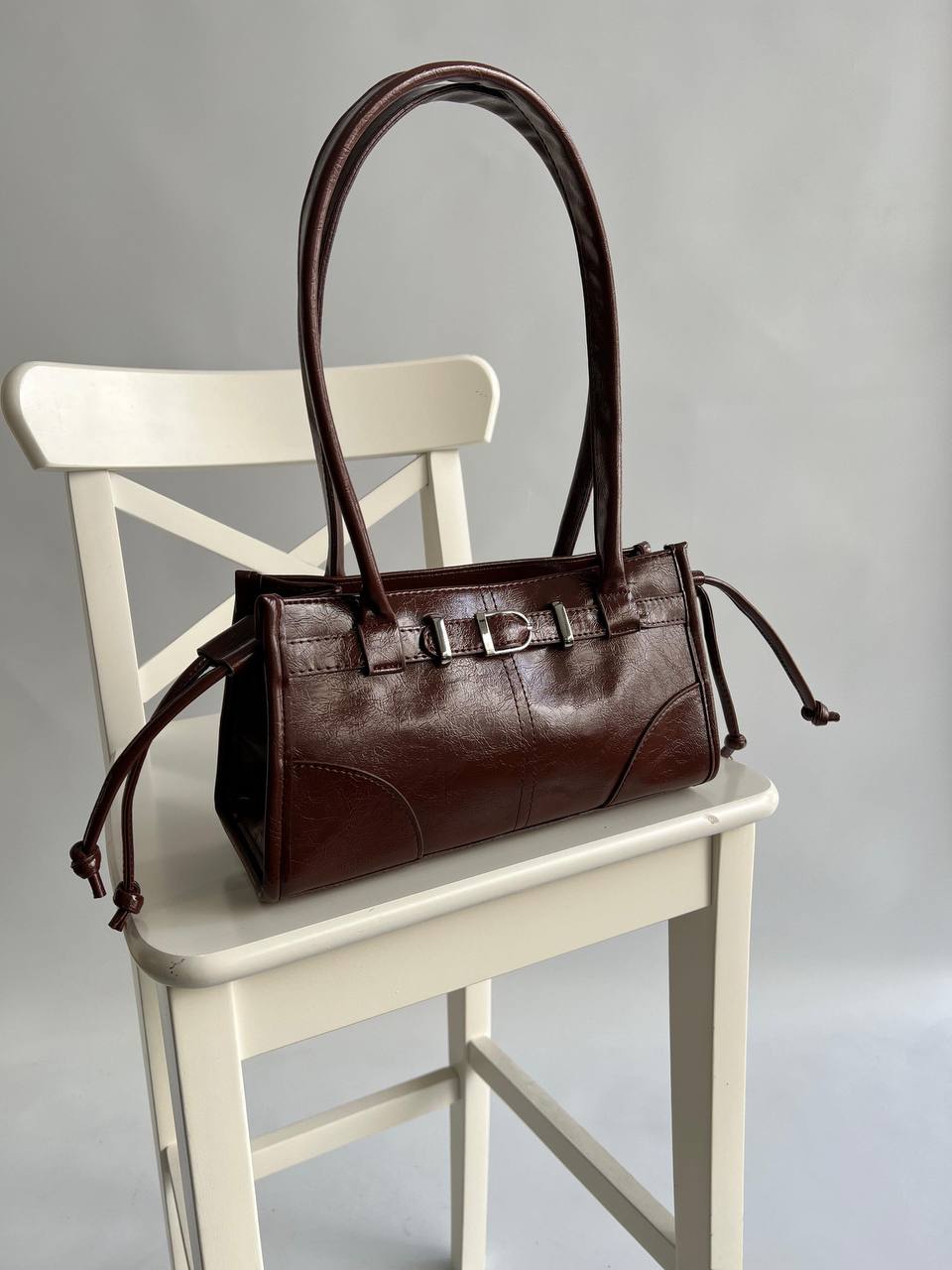 Premium Patent Leather Structured Handbag with Buckle Detail BG22