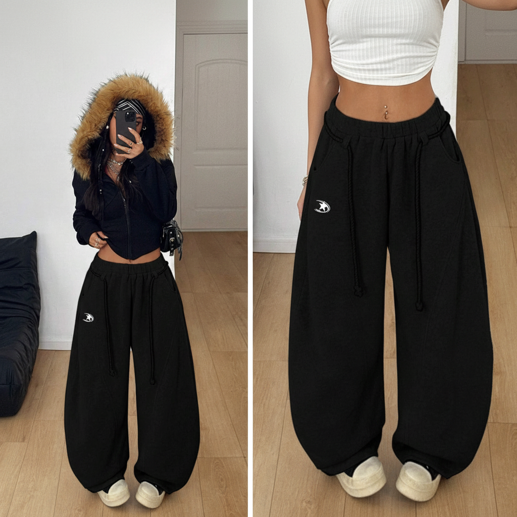 Combined Black Balloon Fit Pants