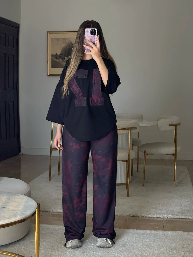 سوت رقم 17 قطعتين ( تيشيرت + بنطلون ) S14 - Princess Store l برنسيس ستور