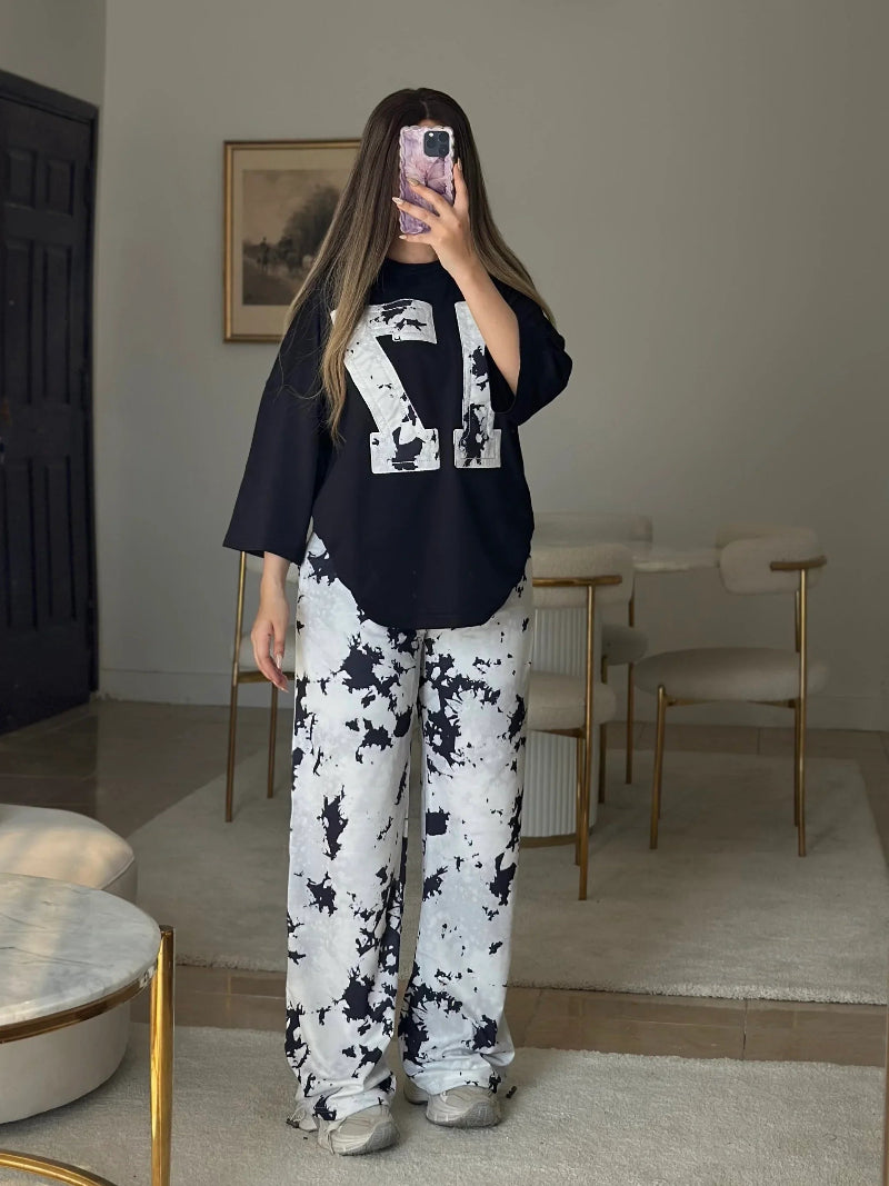 سوت رقم 17 قطعتين ( تيشيرت + بنطلون ) S14 - Princess Store l برنسيس ستور 