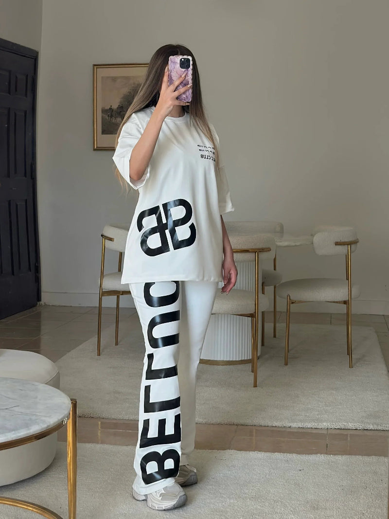 سوت Bellucci قطعتين ( تيشيرت + بنطلون ) S15 - Princess Store l برنسيس ستور 