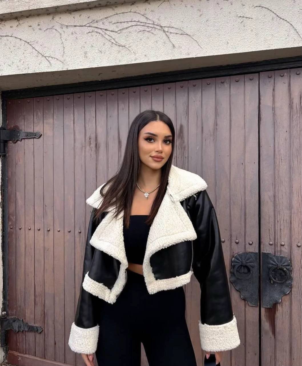 Premium Genuine Leather Jacket with Thick Teddy Fur JA3