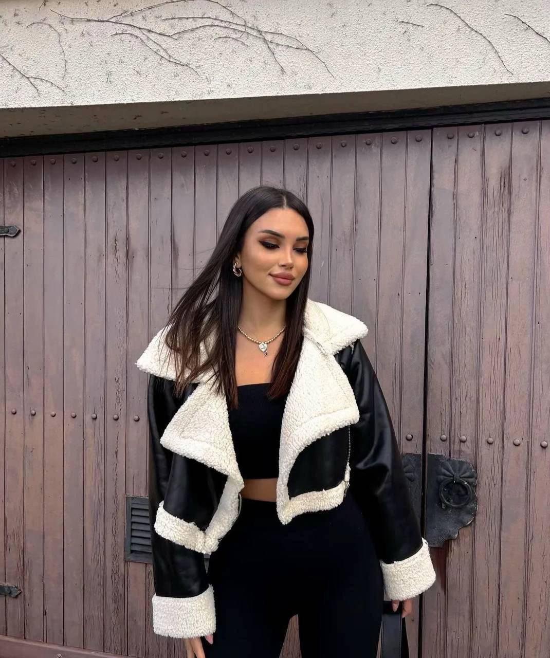 Premium Genuine Leather Jacket with Thick Teddy Fur JA3