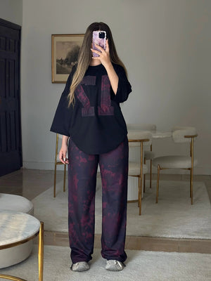 سوت رقم 17 قطعتين ( تيشيرت + بنطلون ) S14 - Princess Store l برنسيس ستور 