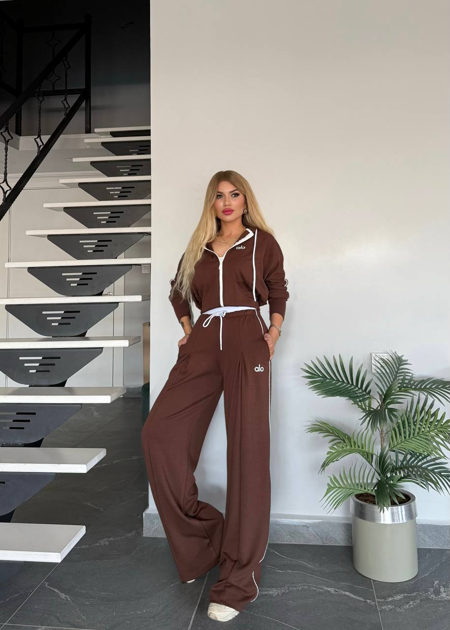 سوت ALO 3 قطع ( سويت شيرت + بنطلون + توب ) S21 - Princess Store l برنسيس ستور 